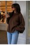 Brown Pink Oversize Knitted Sweater - 3