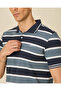 Men Black And Navy Striped Polo T-Shirt - 4