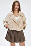 Women's Double-Breasted Crop Trench Coat - 4