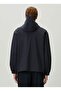 Navy Blue Hooded Leather Coat - 4