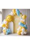 Güneş Pastel Birthday Balloon Set – Yellow, Light Blue & White Concept Sun Balloon
