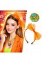80S 90S Neon Orange Lace Crown with Bow