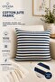 Cotton Linen Double-Sided Navy Blue Striped Throw Pillow Cover with Hidden Zipper 1 Piece - 2