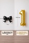 Black Bow & Gold 1 Number Foil Balloon Set - 2