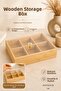 6-Compartment Bamboo Wooden Storage and Organization Box with Transparent Lid 20X30 cm