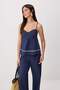 Lacivert Askılı Peplum Bluz Düz Kesim Pantolon Dokuma Alt - Üst Takım TWOSS26AU00138 - 2
