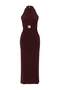 Kahverengi Bodycon Halter Yaka Kolsuz Aksesuar Detaylı Midi Esnek Örme Elbise TWOSS26EL00267 - 5