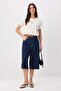 Ecru Polka Dot Regular Fit Gathered Balloon Crop Cotton Stretch Knitted T-Shirt Twoss26Ts00306 - 2
