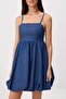 Blue Balloon Skirt Detailed Short Denim Dress Twoss26El00979 - 3