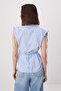 Light Blue Striped Shirt with Drawstring Detail Twoss26Go00208 - 6