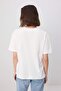 Ekru Oversize/Geniş Kalıp Kısa Kollu Bağlama Detaylı Uzun Yumuşak Örme T-shirt TWOSS26TS00269 - 6