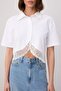 Beyaz Dantel Garnili Crop/Kısa Kesim Gömlek TWOSS26GO00195 - 3