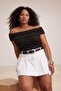 Altın Simli Örme Carmen Yaka Örme Büyük Beden Bluz TBBSS26AF00136 - 3