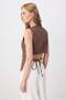 Brown Back Detailed Striped Vest Twoss26Ye00075