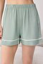 Mint Biye Detaylı Viskon Şortlu Dokuma Pijama Takımı THMSS24PT00051 - 3