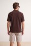 Kahverengi Regular Jakarlı Kumaş Triko Bant Polo Yaka T-shirt TMNSS26PO00020 - 3
