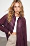 Burgundy Oversize Stone Embroidered Thin Fabric Transparent Shirt Tdrss26Go00102