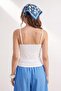 Ecru Fitted/Square Neck Spaghetti Strap Sleeveless Knitwear Look Knitted Undershirt Twoss26Al00071 - 3