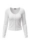 Wardrobe Essentials Ecru Plain Fitted Pool Collar Snap Crop Viscose Ribbed Knitted Blouse Twoaw27Bz00118 - 5