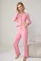 Pink 100% Cotton Lace Flower Patterned Ribbed/Pointel Knitted Pajama Set Thmss26Pt00067 - 4