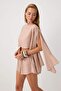 Mink Woven Drawstring Beach Blouse Shorts Set Tbess26Au00033