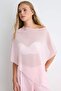 Pembe Düz Oversize Kayık Yaka Yarasa Kol Kolsuz Pelerin Tül Örme Bluz TWOSS26BZ01040 - 2