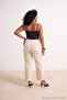 Ekru Düğme Detaylı Orta Esnek Yüksek Bel Wide Leg Jeans TBBSS26CJ00089 - 3
