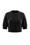 Black Thick Three-Quarter Balloon Sleeve Knitted Regular Fit Crop Boy Sweatshirt Twoaw27Sw00037 - 6