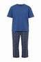 Navy Blue Large Size Regular Plaid / Check 100% Cotton Pajama Set Tmnaw27Ai00007 - 4