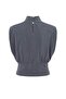 Antrasit Düz Fitted Dik Yaka Belden Oturtmalı Kolsuz Crop/Kısa Modal Kumaş Örme Bluz TWOAW27BZ00085 - 7