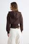Koyu Kahverengi Kalın Şardonsuz Bele Oturan Kapüşonlu Fermuarlı Örme Hırka/Sweatshirt TWOAW27SW00048 - 4