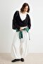 Black-Ecru Double Layer Thick Regular Fit Double Breasted Collar Knitted Sweatshirt Twoaw27Sw00007 - 2