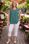 Women's Plus Size Sleeveless Button Detail Aerobin Fabric Blouse - 5