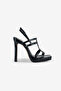 Women's Black Patent Leather Platform Heeled Shoes