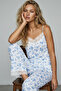 White Floral Rope Strap Lace Detailed Viscose Knitted Pajama Set 7914