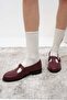Cameron Burgundy Color T-Strap Loafer Women's Shoes - 5