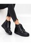 Women's Comfort Shoes Genuine Leather Crocodile Patent Leather-Black - 6