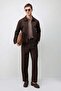 Dark Brown Men's Coat with Elastic Waist - 4