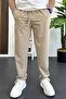 Men's Elastic Waist Jogger Trousers Beige Edw354