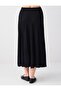 Black Relaxed Fit Regular Waist Midi Knitted Skirt - 4