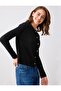 Black Shiny Button Detailed Round Neck Knitwear Cardigan