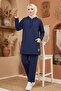 Double Pocket Hooded Double Suit 1668 - Navy Blue - 2