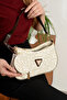 Original Women's Special Boxed Mini Baguette Bag with Wallet, Soft Leather, Zippered, Satin Lined, Single Compartment, Stylish Daily Use Small Size Hand and Shoulder Bag - Cream - 8