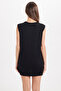 Women's Relax Fit Comfortable Cut Crew Neck Viscose Fabric Lycra Sleeveless Black Athlete Tunic - 6