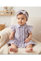 Eid Festival Ruffle Detailed Summer Baby Collar Short Muslin Baby Dress with Bandana Set of 2 - Lilac
