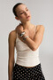Nia women's organic cotton soft and flexible fabric ruffle detailed white tank top - 3