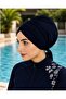 ملابس السباحة والعلوية المتوافقة مع Hijab Back Tie Bone باللون الأزرق الداكن - 2