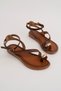 Women's Tan Gold Ring Detailed Leather Powder Casual Sandals