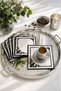 Cornered Black 6-Piece Cocktail Coffee Presentation Napkin Maras Work Glaze Embroidery Embroidered Gardenia Presentation Holder - 2