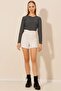 Women's Fitted Crew Neck Striped Long Sleeve Blouse - 6